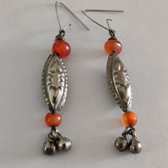 Vintage Jewelry - Vintage Berber Dangling earrings with carnelian stones